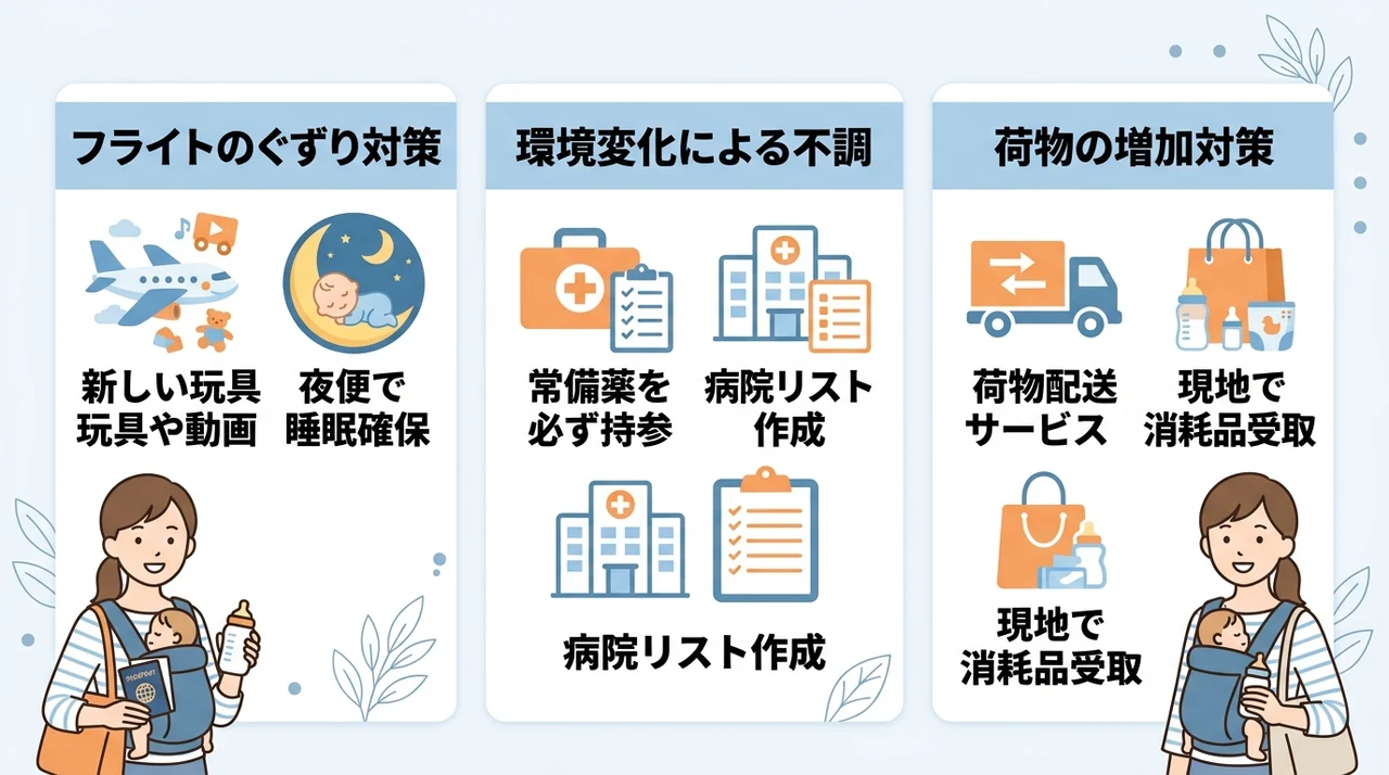 乳児連れの海外旅行における注意点