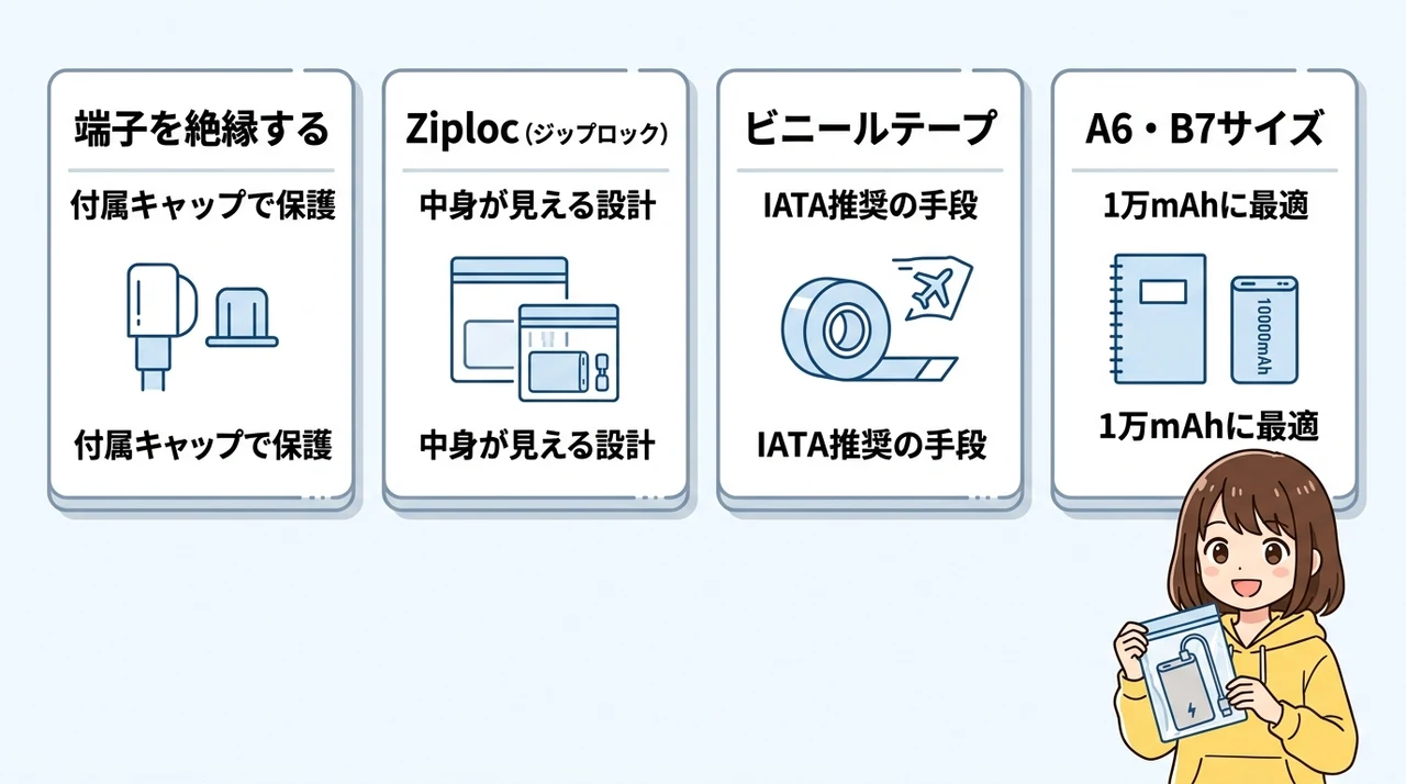 ジップロックでモバイルバッテリーを絶縁する手順