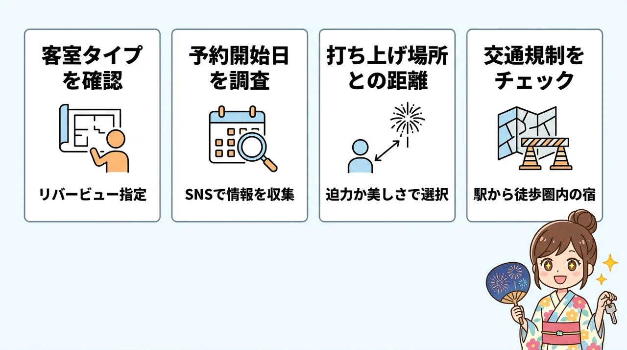 天神花火が見えるホテルの選び方