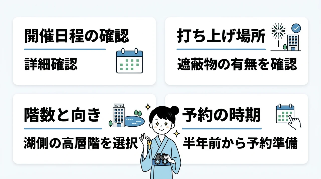 江津湖花火大会で見えるホテルの選び方