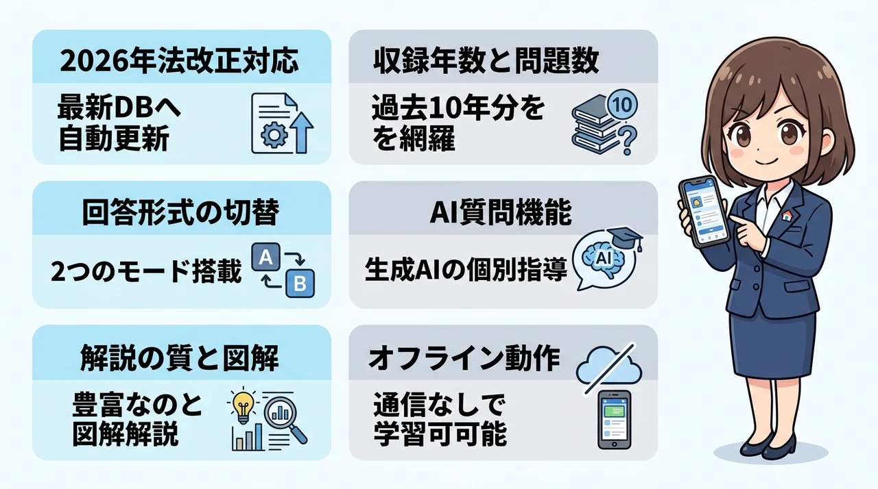 2026年度版:宅建の過去問アプリを選ぶ基準6つ