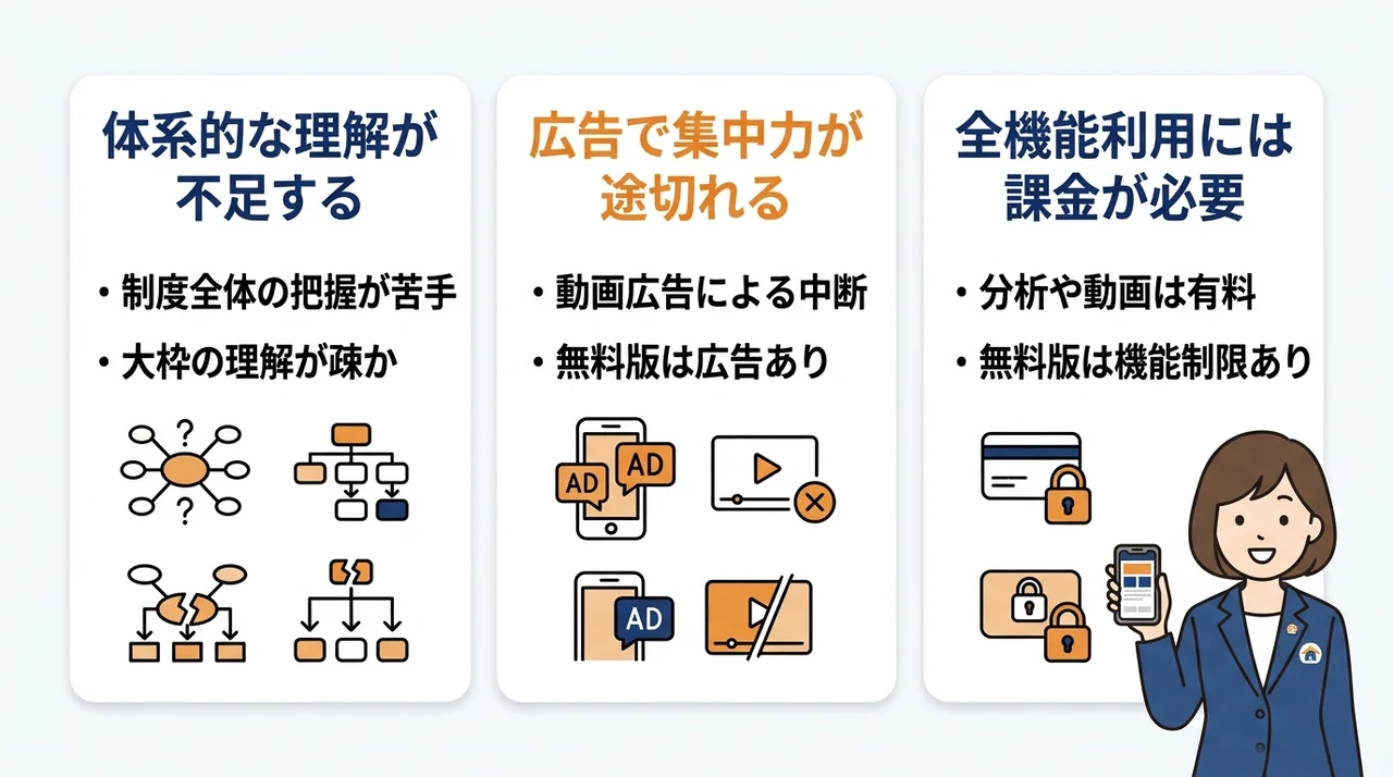 宅建の過去問アプリを利用するデメリット3つ
